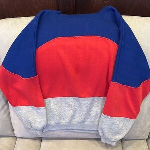 Colorblock Sweatshirt in Blue, Red, and Gray